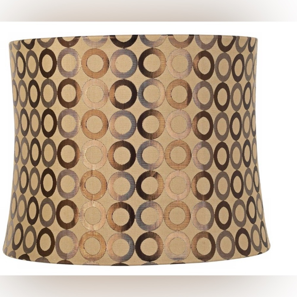 Geometric Circle Drum Lampshade in Beige and Brown -